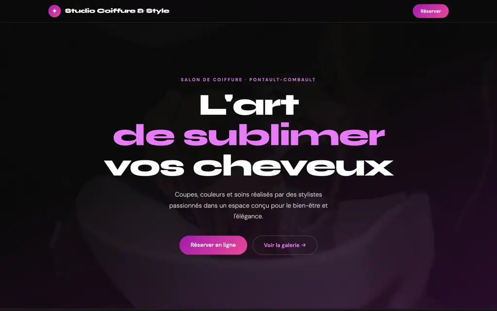 Aperçu du site coiffeur — exemple Studio Coiffure & Style
