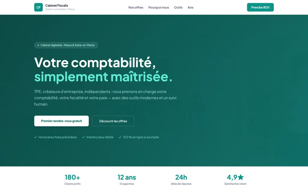 Aperçu du site expert-comptable — exemple Cabinet Fiscalis
