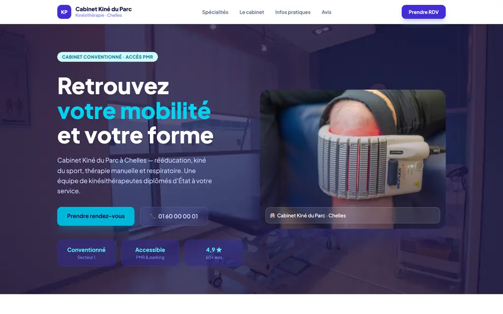Aperçu du site kinésithérapeute — exemple Cabinet Kiné du Parc