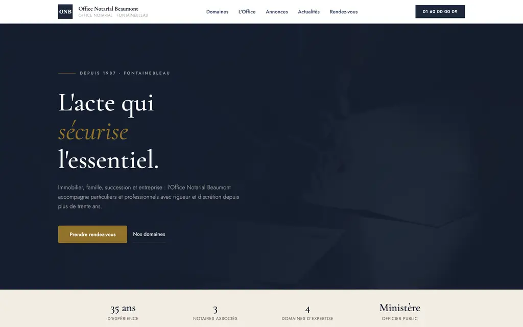 Aperçu du site notaire — exemple Office Notarial Beaumont