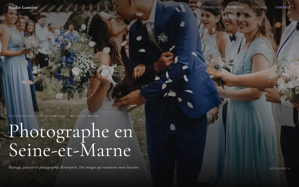 Aperçu du site photographe — exemple Studio Lumière