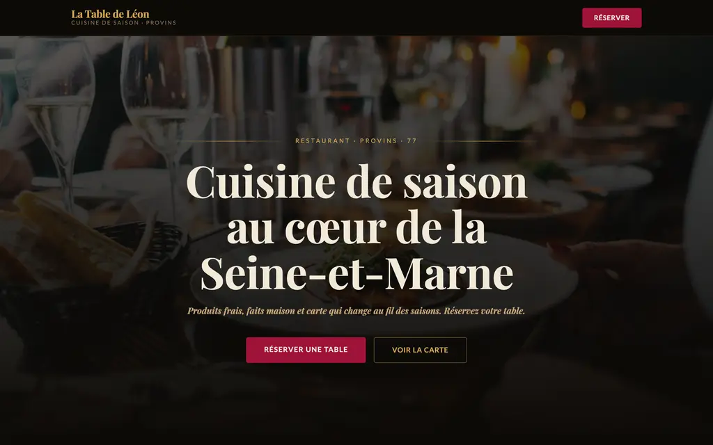 Aperçu du site restaurant — exemple La Table de Léon