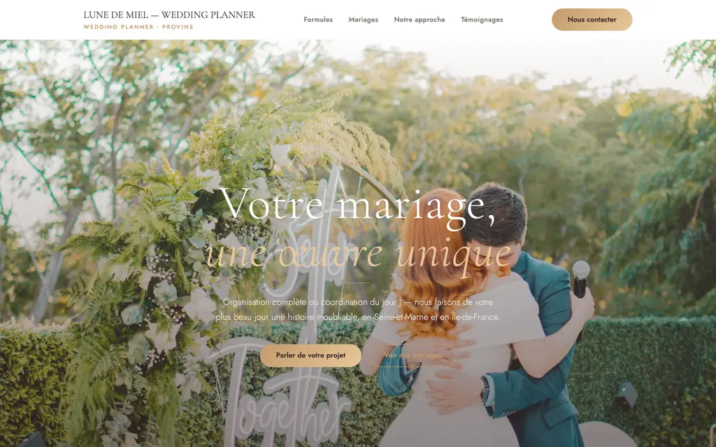 Aperçu du site wedding planner — exemple Lune de Miel — Wedding Planner