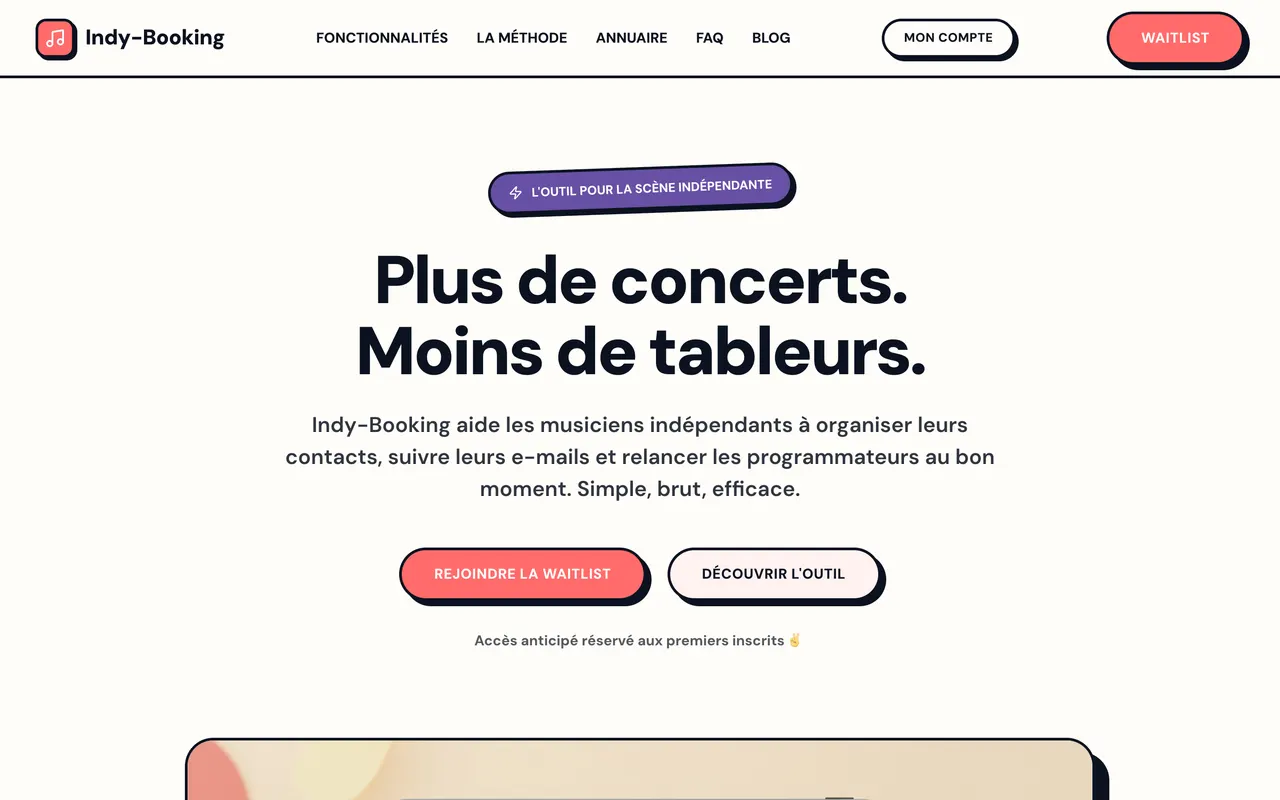 Aperçu du site indy-booking.app