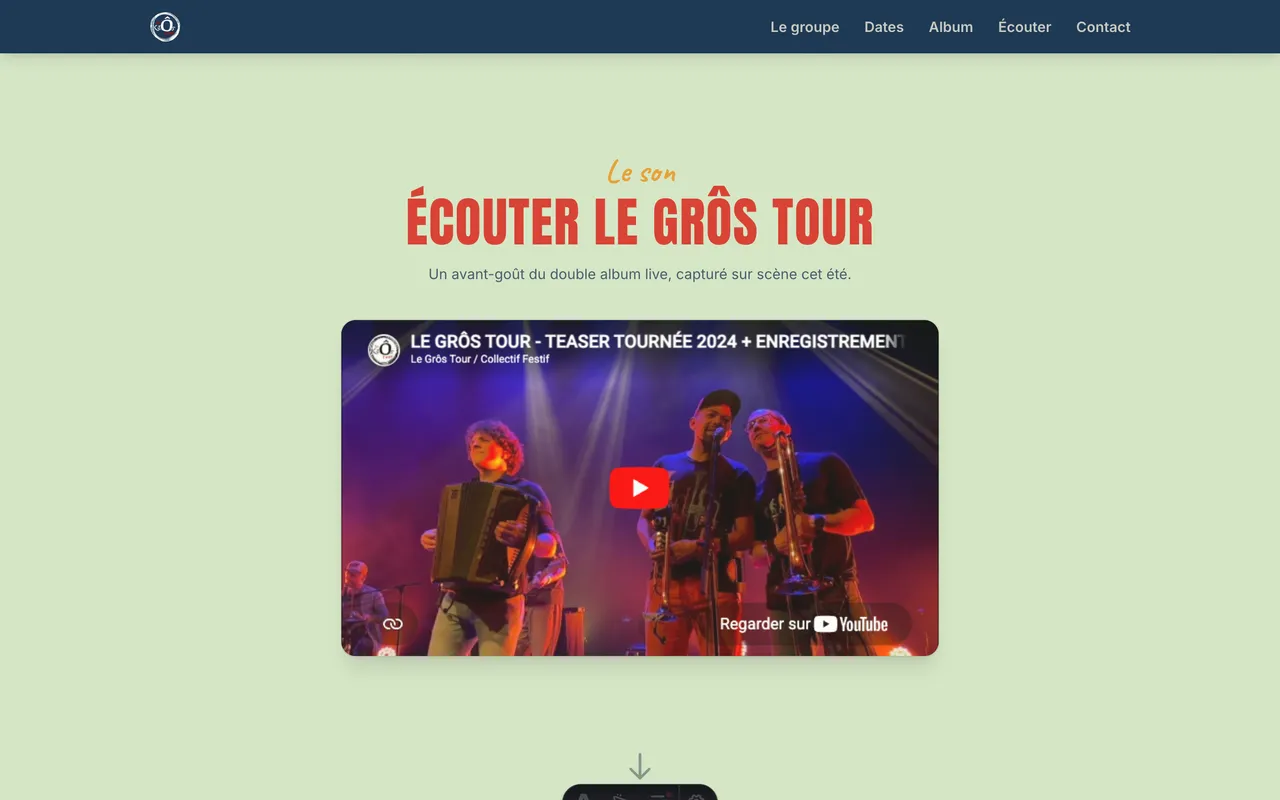 Section écouter : teaser vidéo YouTube du Grôs Tour